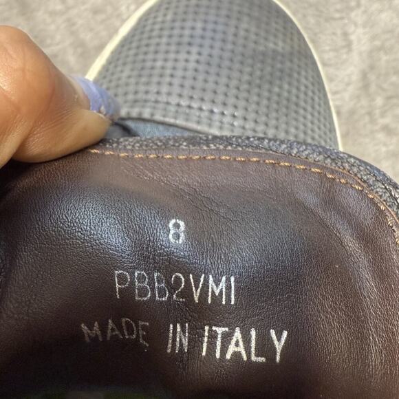 Lanvin Men’s Leather Luxury Blue Gray Sneakers Authentic Made in Italy Size 8